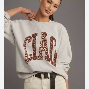 Anthropologie Grey Oversized Sweatshirt with Crew Neck